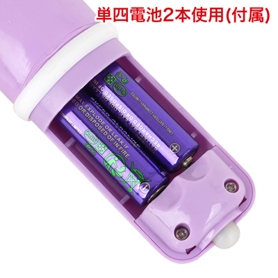 電池交換の際は背面の電池蓋を外し、写真の向きに合わせて電池をセットしてください。　※付属の電池は「動作確認用テスト電池」です。
