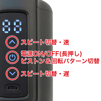 ４種類のピストン＆回転パターン、４種類のスピードパターンを搭載。