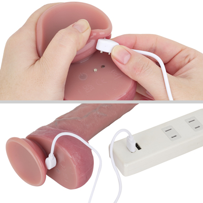 充電はマグネット式USB充電仕様。充電時間は約90分、連続稼働時間は60分です。充電中はボタンが点滅します。