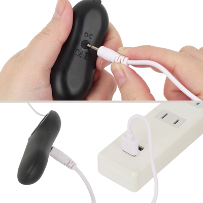 充電はUSB充電式。充電時間は約120分、連続稼働時間は約60分です。充電中はボタンが点滅します。