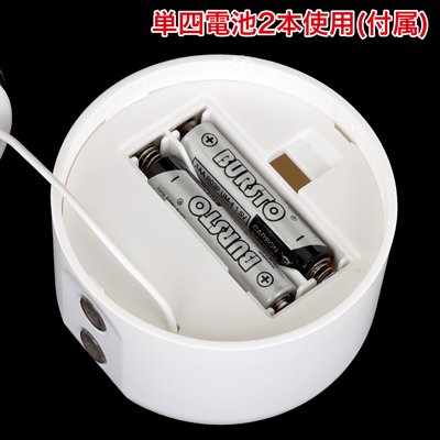 操作ボタンがある上部のフタを外し電池をセットしてください。