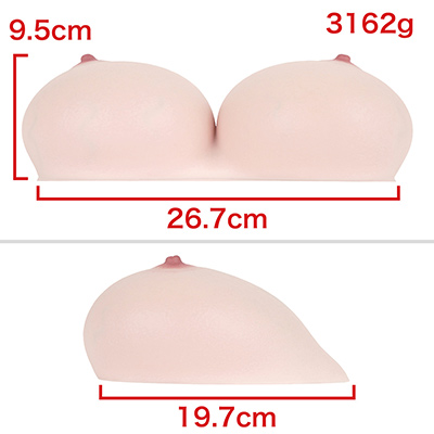 上向きに置くと自重で乳房が潰れがちですが、表皮が厚くて丈夫なので型崩れの心配はなさそうです。　※数値はＮＬＳ実測値