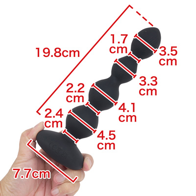 【ラージ】追加された大きめサイズ。挿入長で４cm、最大径で１cmほどサイズアップしており、中上級者に適しています。　※数値はＮＬＳ実測値