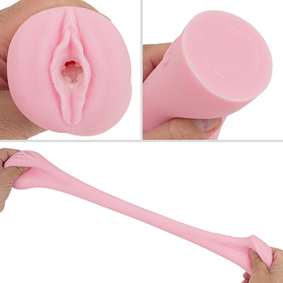 ヴァギナ造型の挿入口がエッチぃですね。内外ともにソフトで伸縮性に優れた素材ですが、そのぶん耐久性が心配です。