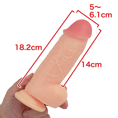 一番細いところでも５cmはある迫力満点のペニスです。長さは控えめですが、奥まで飲み込めばポルチオにも届くでしょう。　※数値はＮＬＳ実測値
