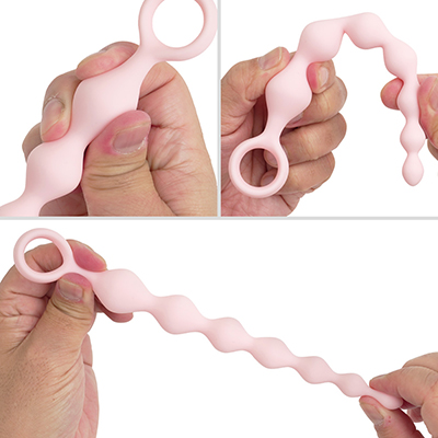 【太い】菱形のような楕円の玉は、エッジの効いた挿入感を発揮。シリコンの弾力と柔軟性もちょうどよく、扱いやすさはピカイチです。