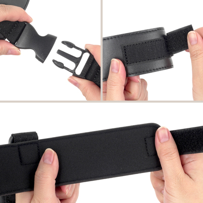 【VOL.３　足枷】　クッション性に優れた素材が肌への負荷を軽減。さまざまなシーンで自在に対応できるワンタッチバックル式。ベルクロ式で細かなサイズ調整が可能です。