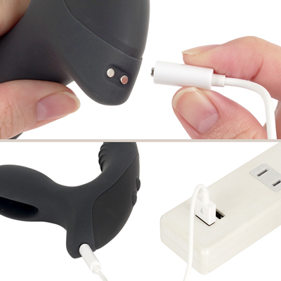 充電はマグネット式USB充電仕様。充電時間は約120分、連続稼働時間は約70分です。充電中はライトが点滅し、満充電は点灯します。