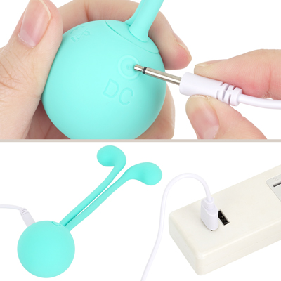 付属のUSB充電ケーブルをDCジャックに差し込んで充電を行ってください。充電時間は約60分、連続使用時間は約60分です。充電中はボタンが点滅し、満電になると点灯します。