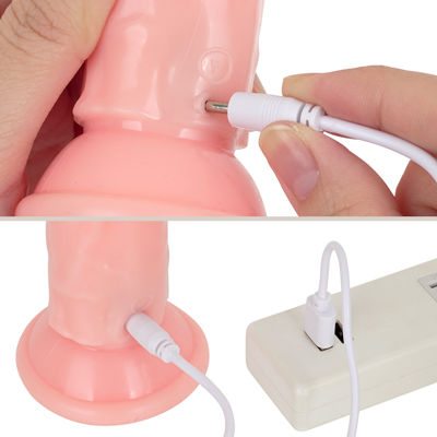 付属のUSB充電ケーブルをDCジャックに差し込んで充電を行ってください。120分の充電で最大50分の連続使用が可能です。充電中はライトが点滅します。