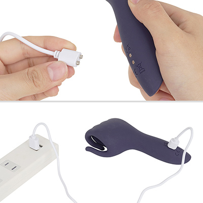 充電は付属のマグネット端子ケーブルを使用。フル充電までは約２時間、連続稼働は約50分と、小型なぶんスタミナは低めです。