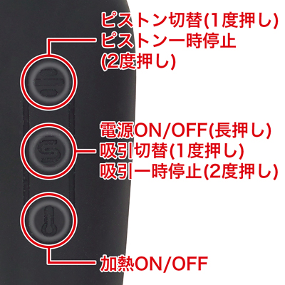 吸引ローターは本体の電源をONにし、本体を待機状態にしてから操作が可能になります。７段階の吸引強度調整が可能で、アプリでは５種類の吸引モードが利用できます。