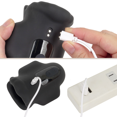 付属のマグネット式USB充電ケーブルを本体のマグネット部分につけて充電を行ってください。約70分の充電で最大約60分の連続使用が可能です。