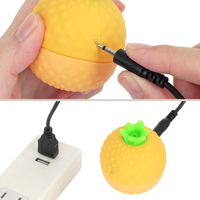 付属のUSB充電ケーブルを使ってライトが点滅するまで差し込んで充電を行ってください。