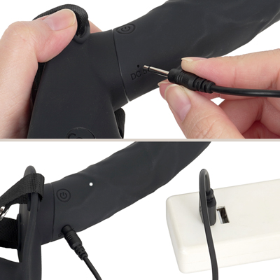 付属のUSB充電ケーブルを、ライトが点滅するまで差し込んで充電を行ってください。約２時間の充電で最大約50分の連続使用が可能です。充電中はボタンが点滅し、満充電で点灯します。