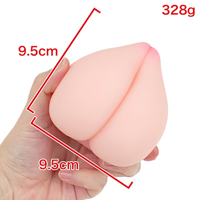 本物の桃（大玉）に近いサイズ感。丸みを帯びたフォルムに入った割れ目が可愛く、尻フェチを欲情させますね。　※数値はＮＬＳ実測値