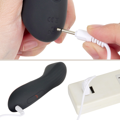 付属のUSB充電ケーブルを、ライトが点滅するまで差し込んで充電を行ってください。約60分の充電で最大約120分の連続使用が可能です。充電中は赤のランプが点滅し、満充電で点灯します。
