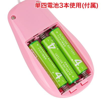 すぐに使える電池交換式。写真の向きに合わせて電池をセットしてください。　※付属の電池は「動作確認用テスト電池」です。