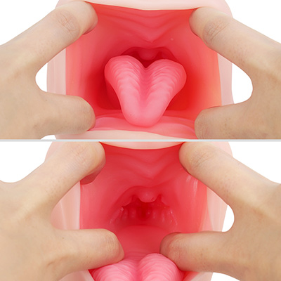 大きく厚い舌の存在感は、画像を見れば一目瞭然。舌をどかして内部を覗くと、中盤までは口腔内のような空間が広がっています。