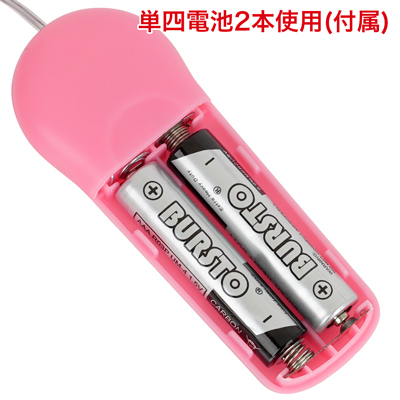 電池交換の際は背面の電池蓋を外し、写真の向きに合わせて電池をセットしてください。　※付属の電池は「動作確認用テスト電池」です。