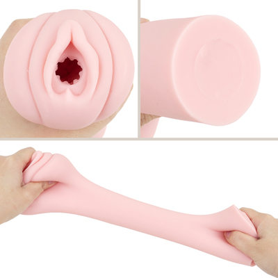 ぷっくり肉厚の非貫通式。やわらかな弾力感と優れた伸縮性を兼ね備えています。嫌なニオイ・ベダつきは控えめです。