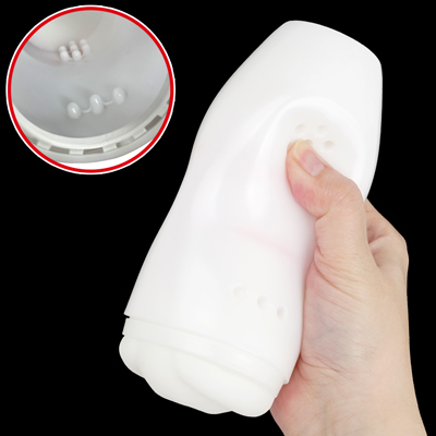 握って調整できるソフトカップ。直接刺激できる突起（Direct Touch）が２個所に配置されています。