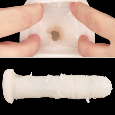 【小雨】　縦横無尽に走るイボが責める一品。複雑怪奇なイボの群れが、次々に襲いくるデザインに仕上げました。吸引しやすいデザインだから、密着感も抜群です。ぜひ絶妙なる肉壁を探検してください。