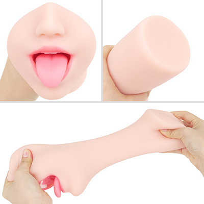 造型は美しく、ニュッと飛び出た舌のバランスもいい感じ。ハリの強い素材特性ゆえ、オナホ臭と油分は抑えられています。