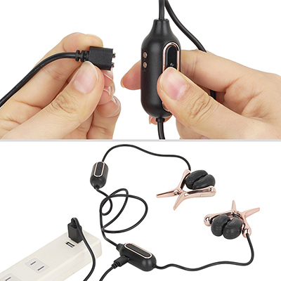 付属のマグネットケーブルを接続して充電。フル充電までは約40分で、連続稼働は約30分…と、ややスタミナ不足な印象。