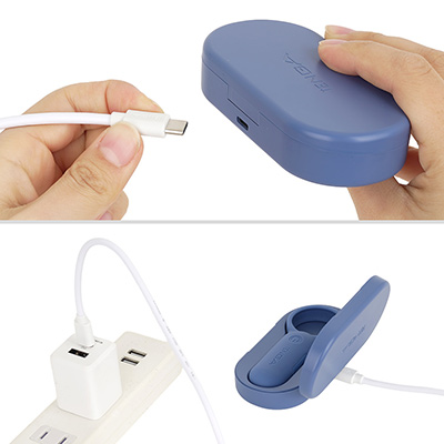 充電の仕様が本体接続ではなく、収納ケースを兼ねたクレードル式に変更。ケーブルは両方ともUSB-Cで、フル充電までは約２時間、連続稼働は約60分と、なかなか優秀なスペックです。