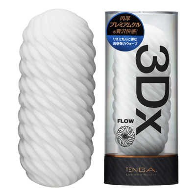 FLOW（フロー）：リズミカルに弾む渦巻弾力ウェーブ。プリプリと弾ける連続エッジに、肉厚ゲルを組み合わせた新ディテールが誕生しました。渦巻き状に配置した弾力ウェーブによる、リズミカルな刺激をお楽しみください。