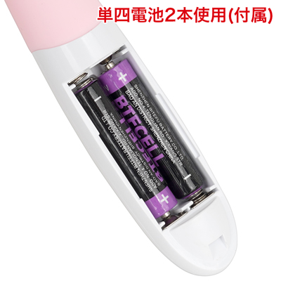 電池交換の際は背面の電池蓋を外し、写真の向きに合わせて電池をセットしてください。　※付属の電池は「動作確認用テスト電池」です。