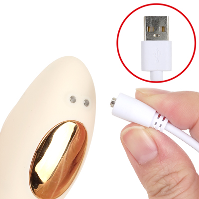 付属のマグネットUSBケーブルで充電してください。約90分の充電で最大約20分の連続使用が可能です。