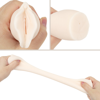 【ふわとろSOFT】　指が沈み込むほどソフトな「ふわとろ」素材の非貫通式。ニオイ・ベタつきは控えめで、ローションをたっぷり使っても漏れる心配がなく、安心して楽しめます。