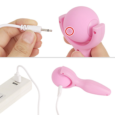 付属ケーブルでUSB充電します。フル充電までは約２時間、連続稼働は約60分。もちろん、リチウムイオンバッテリーです。