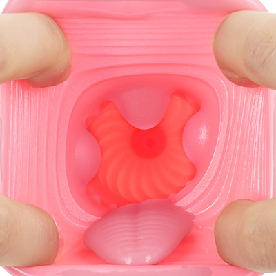 小さめの舌パーツと、３方向にあるイボのほかはクッキリとしたヒダが内壁全面に広がります。