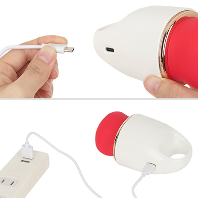 付属のUSB-Cケーブルを使って充電します。フル充電までは約２時間、連続稼働は約60分というスペック。