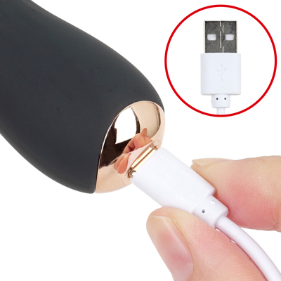 手軽に充電できるTYPE－Ｃ端子を採用しています。約１～２時間の充電で、最大約50～60分の連続使用が可能です。高速モーターによる力強い振動を、コードレスで存分に味わえます。