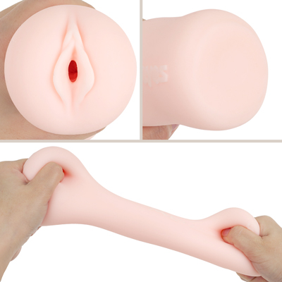 ぷりぷりと引き締まったエラストマー素材を採用し、気になるニオイや不快なベタつきを抑えたクリーンな仕様です。奥が密閉された非貫通式の挿入口がペニスを優しく迎え入れ、接合部のビラビラ構造がファーストタッチから極上の密着感を生み出します。